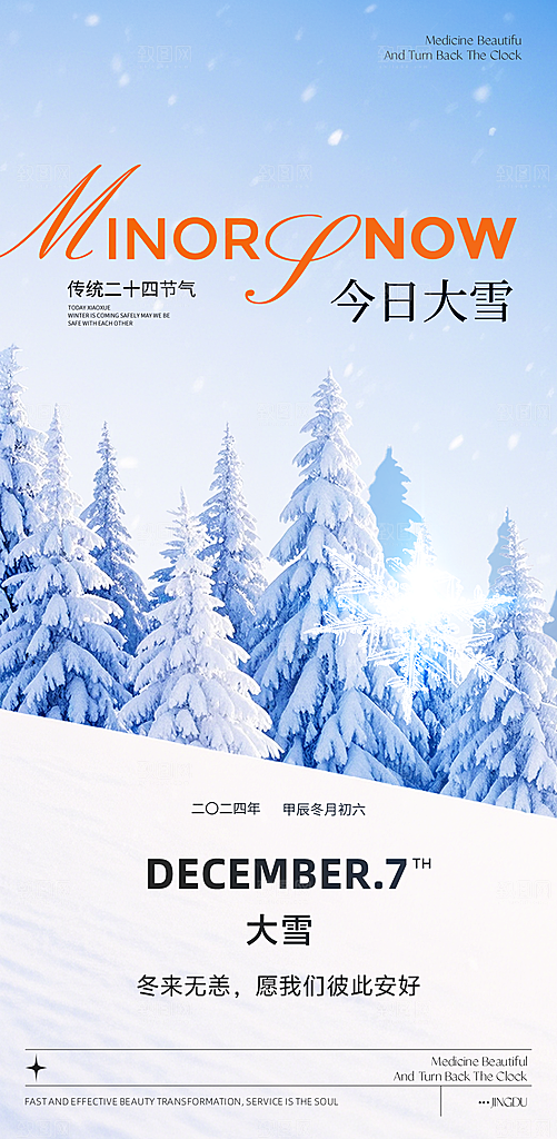 大雪节气简约大气海报