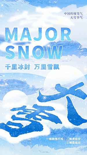 大雪节气简约大气海报