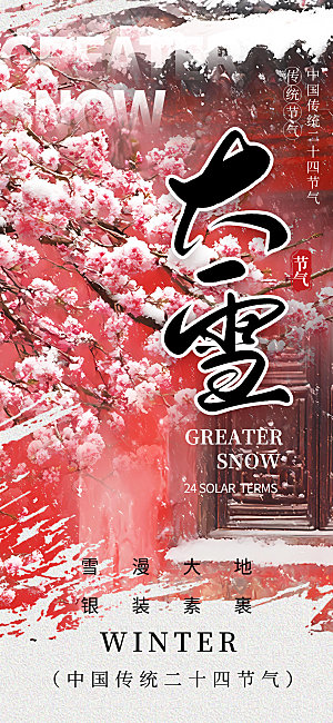 大雪节气简约大气海报