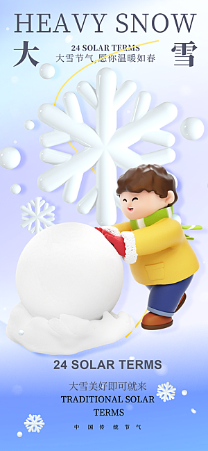 大雪节气简约大气海报