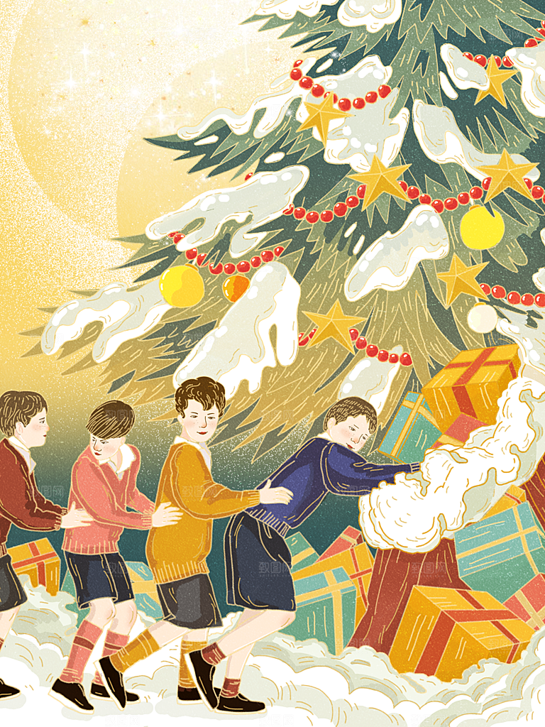 圣诞节插画宣传素材设计