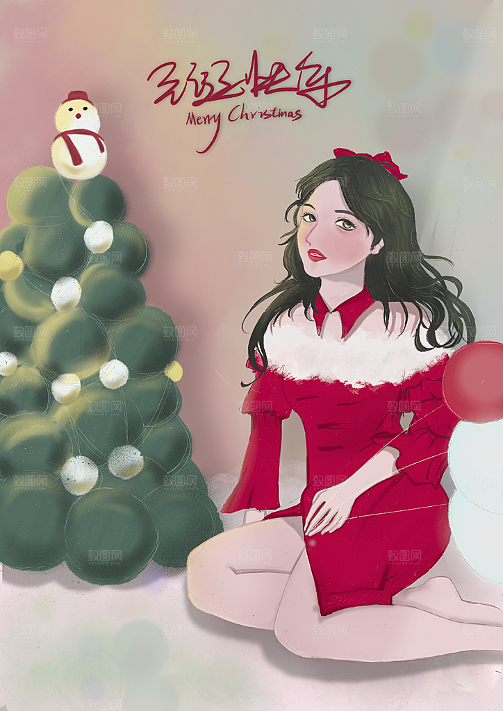 圣诞节插画宣传素材设计素材