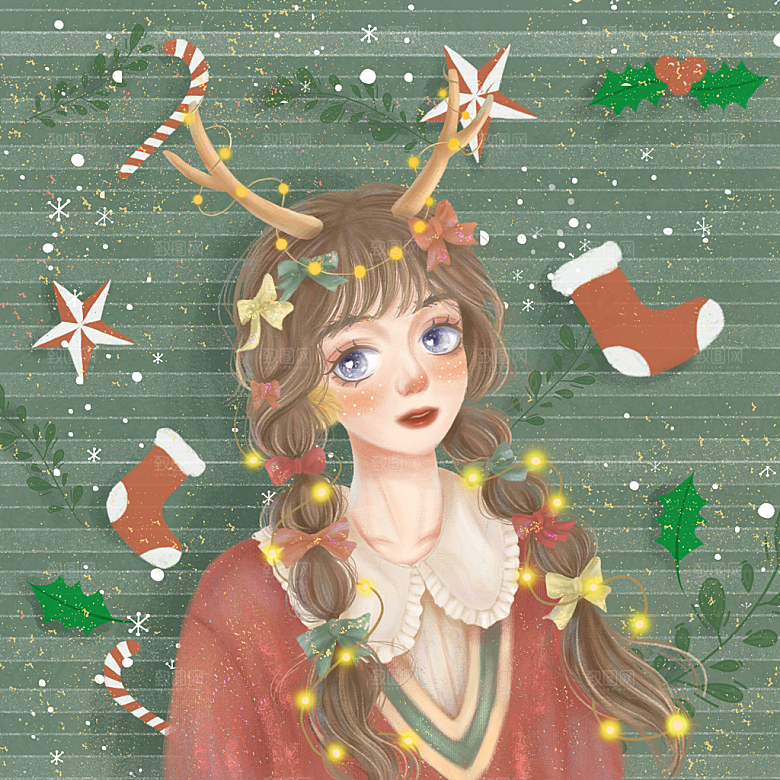 圣诞节插画宣传素材设计图片