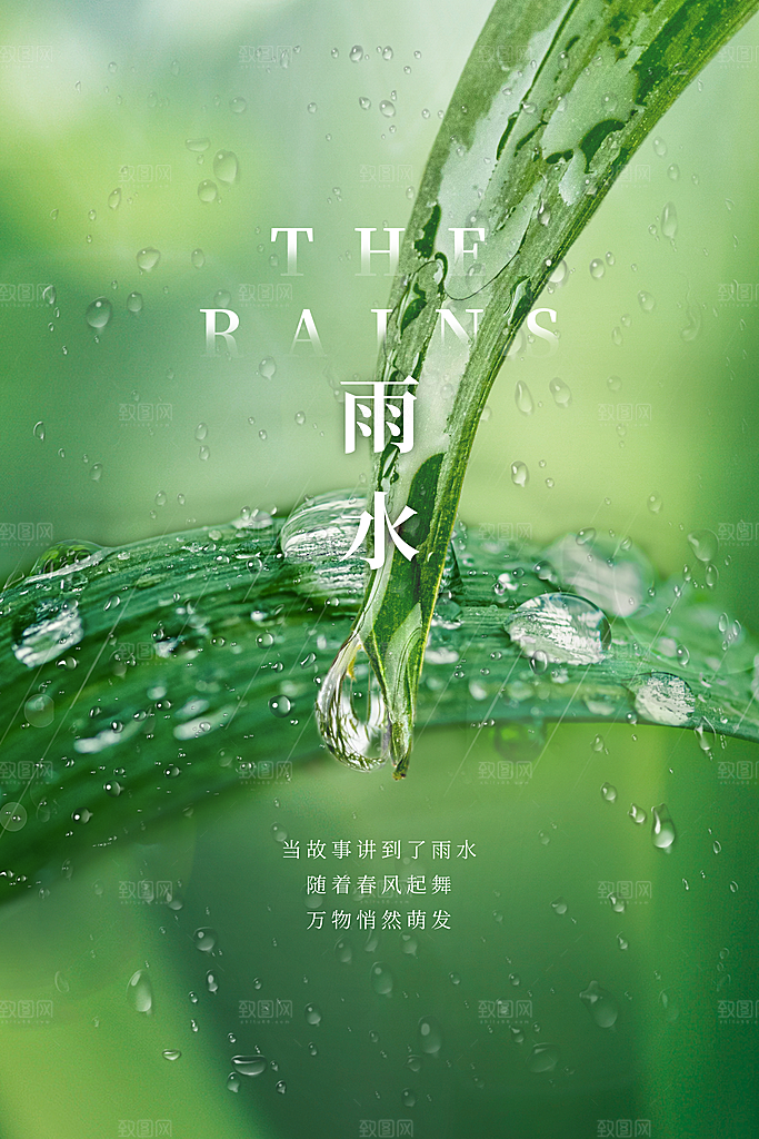 创意二十四节气雨水春节春天宣传海报