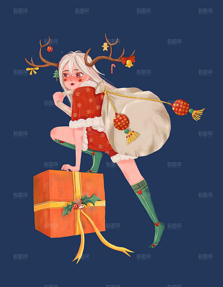 圣诞节插画宣传素材设计