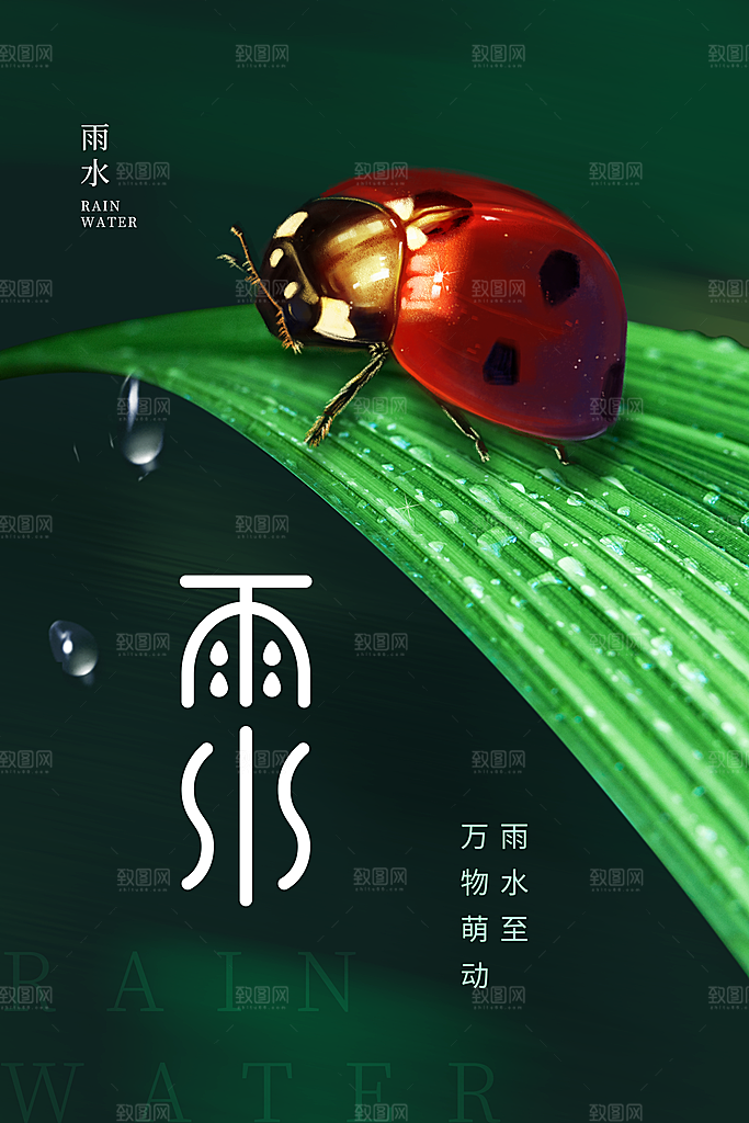 创意二十四节气雨水春节春天宣传海报