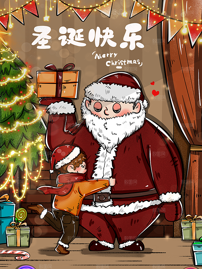 圣诞节插画宣传素材设计图片