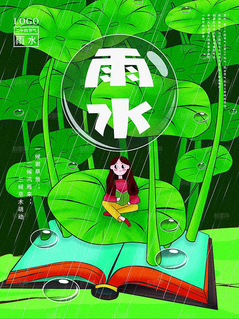 创意二十四节气雨水春节春天宣传海报