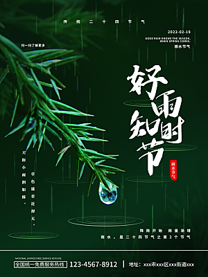 创意二十四节气雨水春节春天宣传海报