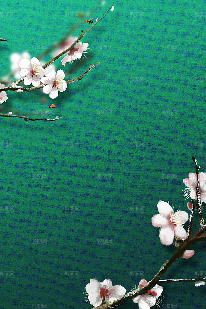 二十四节气雨水背景海报插画
