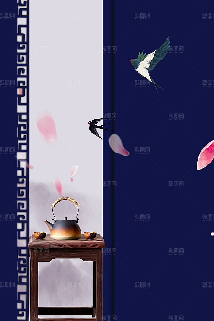 二十四节气雨水背景海报插画