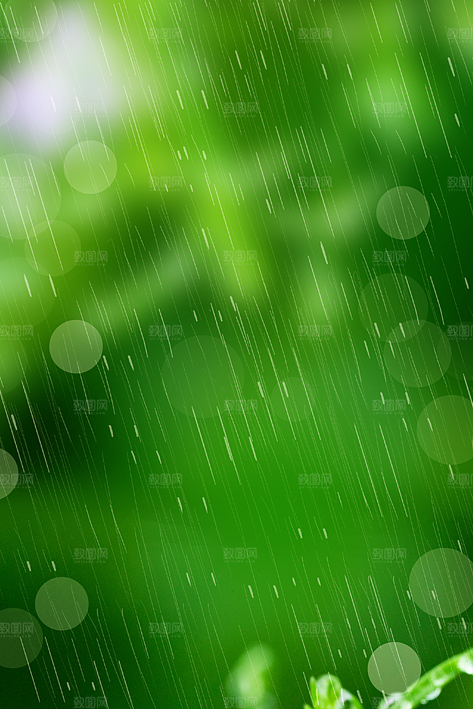 二十四节气雨水背景海报插画