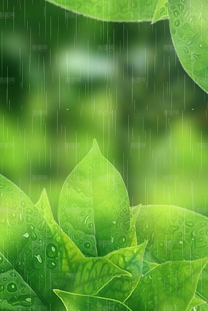二十四节气雨水背景海报插画