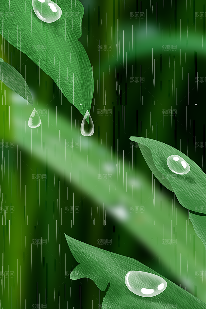 二十四节气雨水背景海报插画