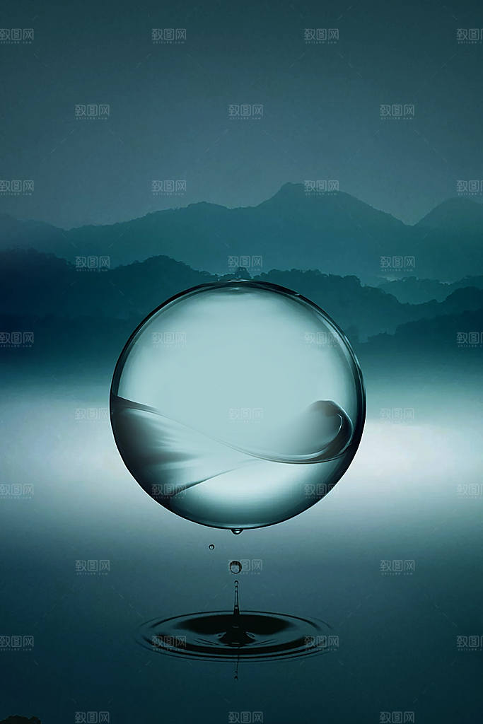 二十四节气雨水背景海报插画