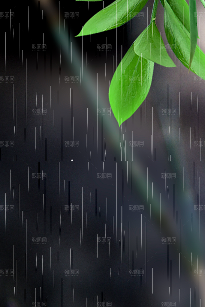 二十四节气雨水背景海报插画