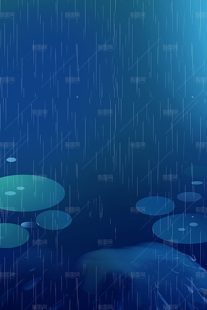 二十四节气雨水背景海报插画