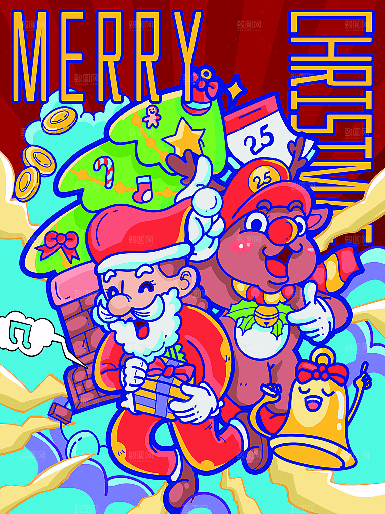 圣诞节插画宣传素材设计图片