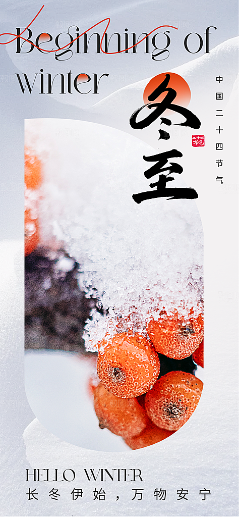 创意传统24节气冬至宣传海报节日节庆