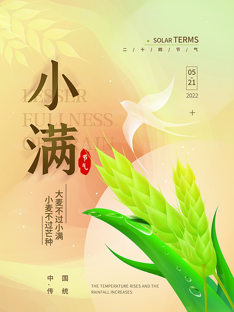 中国传统二十四节气小满节气宣传海报