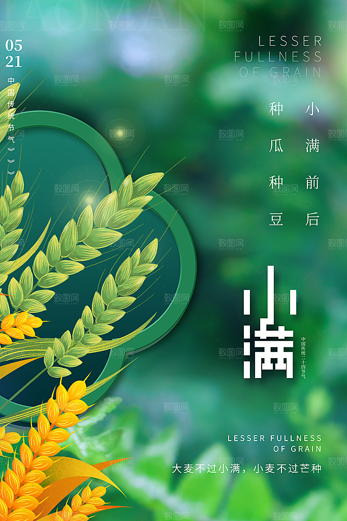 中国传统二十四节气小满节气宣传海报