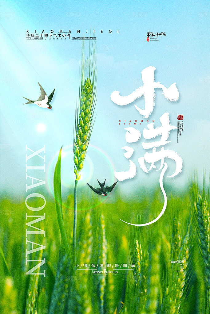 中国传统二十四节气小满节气宣传海报