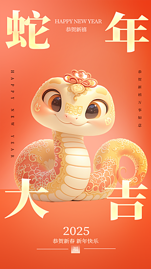 过年蛇年喜庆新春活动海报