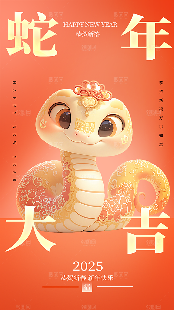 过年蛇年喜庆新春活动海报