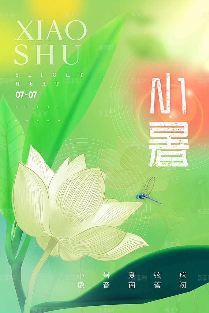 传统节气小暑海报模版