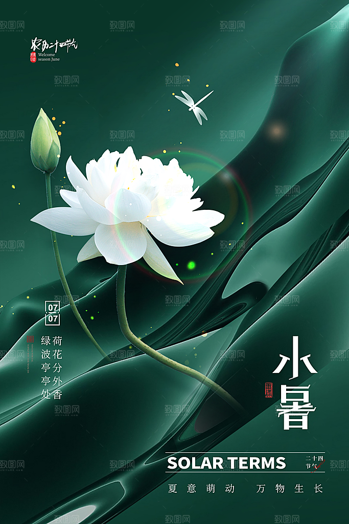 传统节气小暑海报模版
