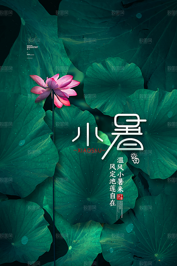 传统节气小暑海报模版