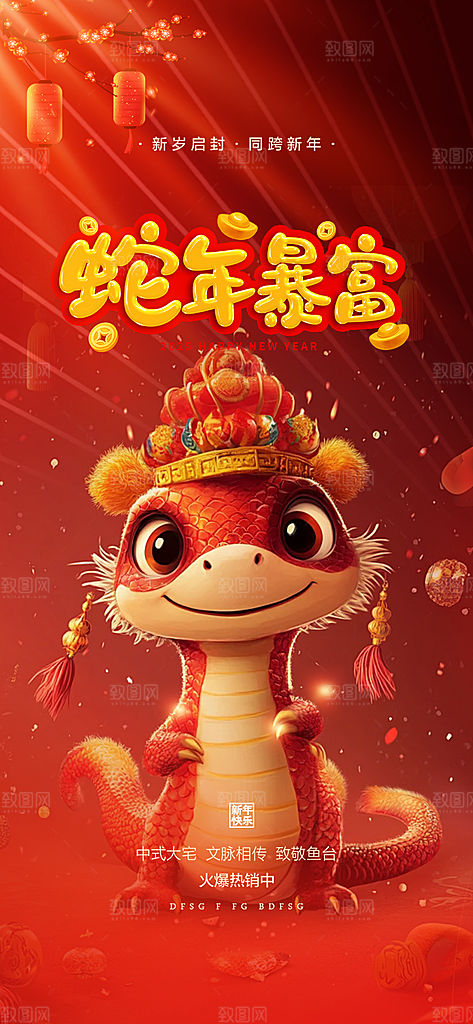 春节新年蛇年海报