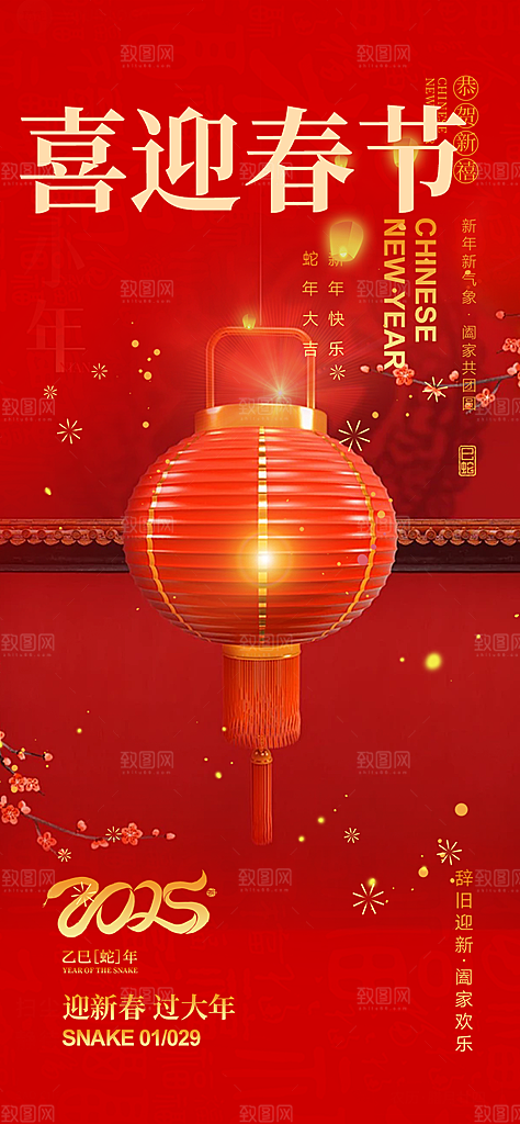春节新年蛇年海报