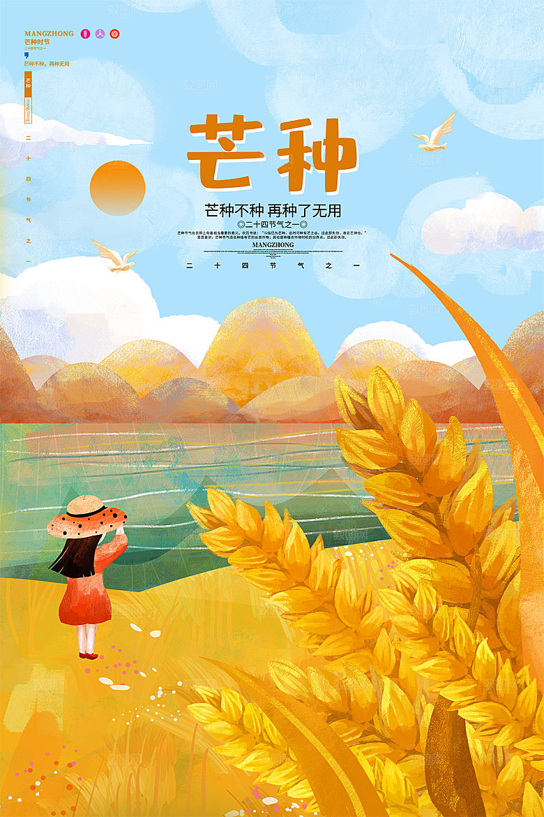 芒种节气简约大气海报