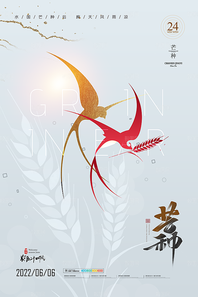 芒种节气简约大气海报