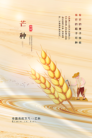 芒种节气简约大气海报