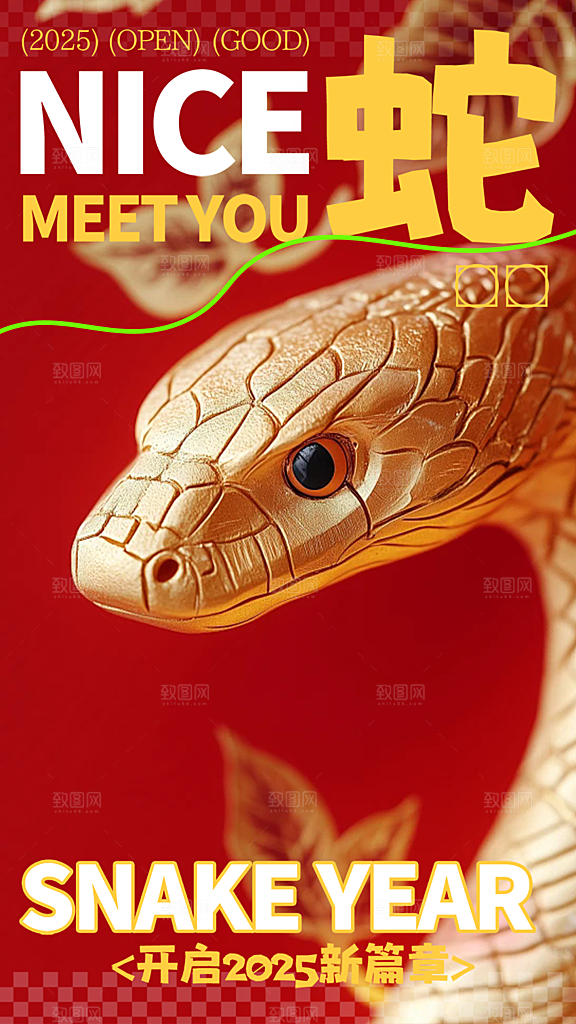 春节新春快乐蛇年海报