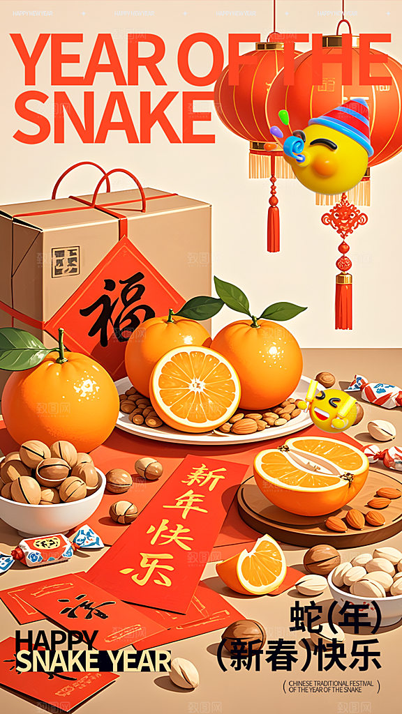 新春快乐蛇年海报