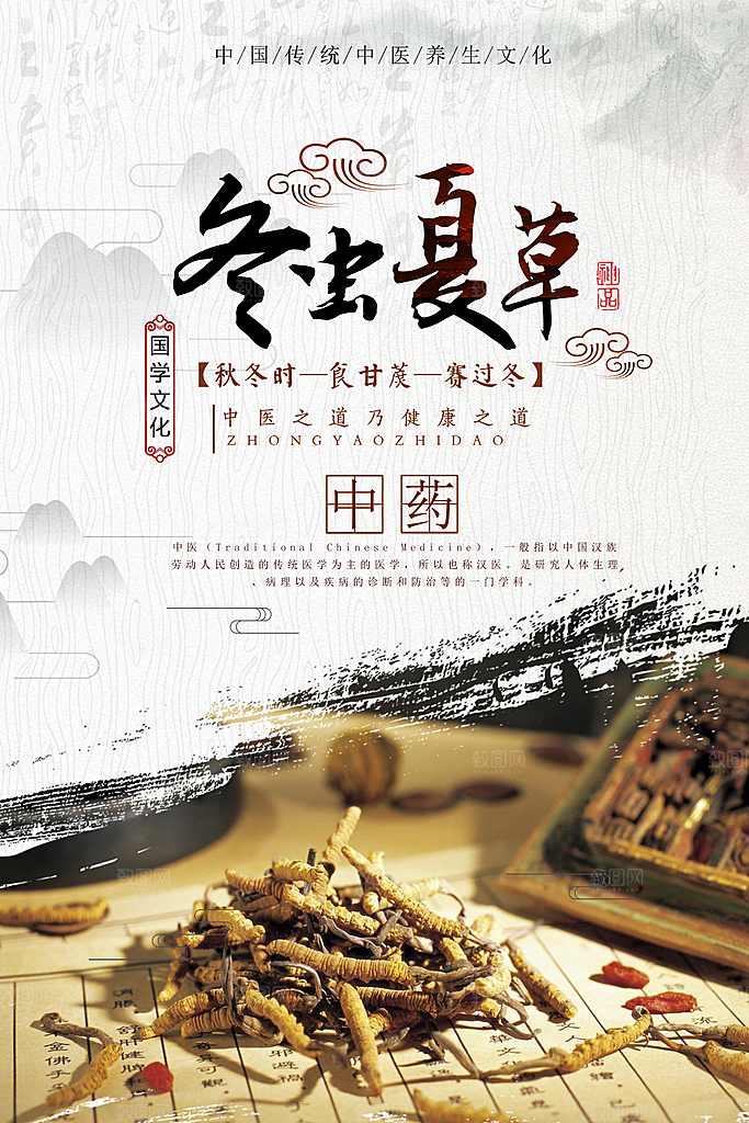 冬虫夏草宣传海报设计素材