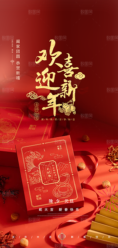 新年春节新春蛇年海报