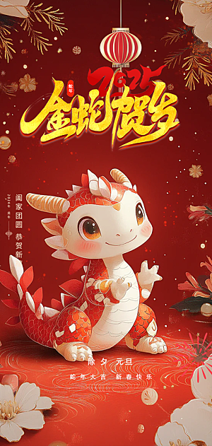 春节新春快乐蛇年海报