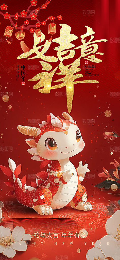 新春快乐蛇年海报