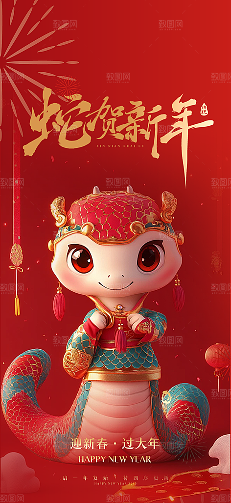 新春快乐蛇年海报