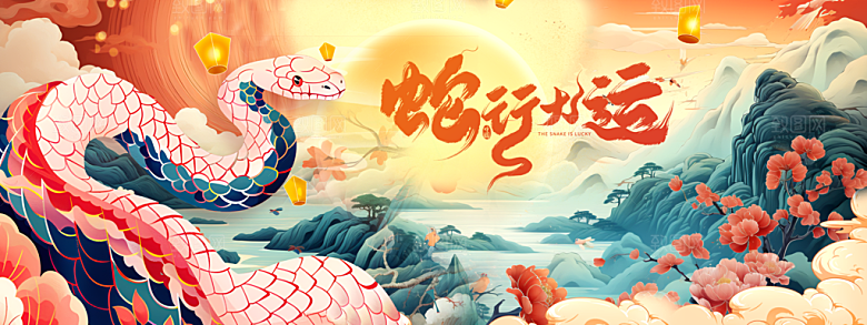 蛇年新年节日展板