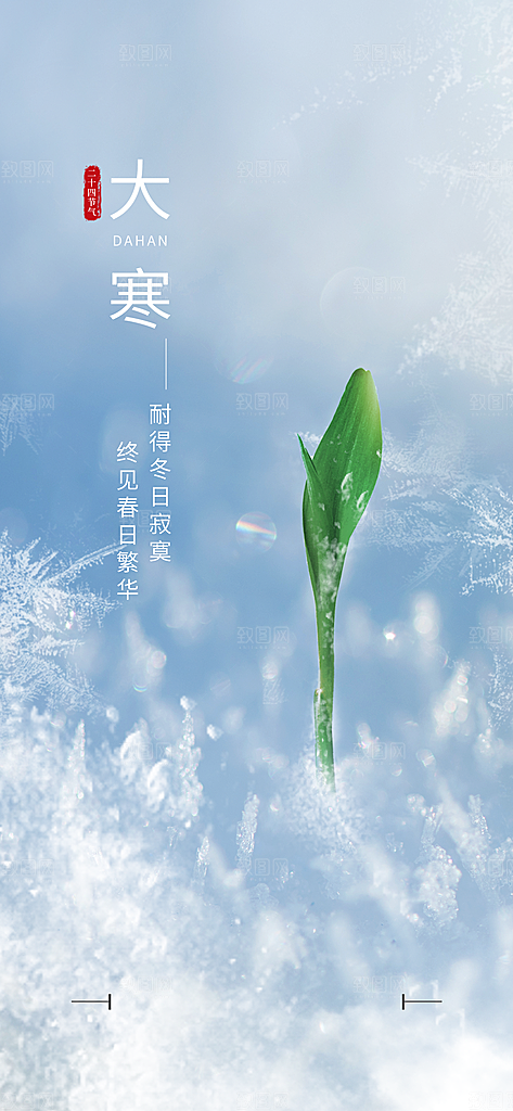 大寒节气简约大气海报