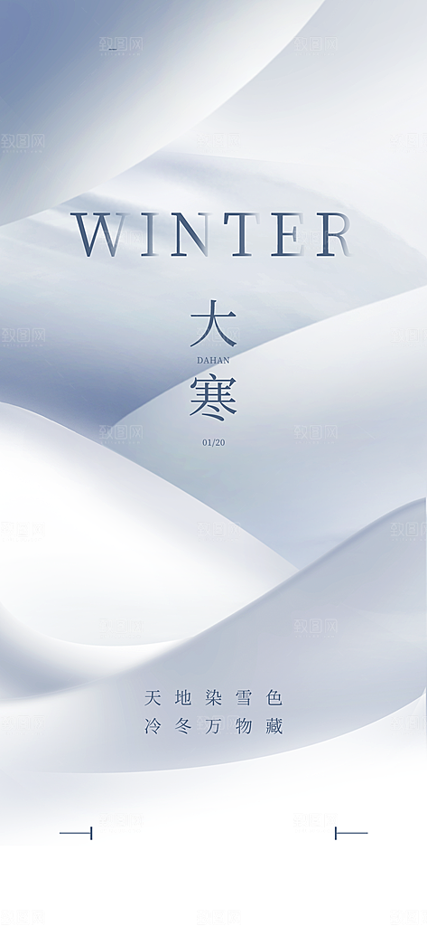 大寒节气简约大气海报