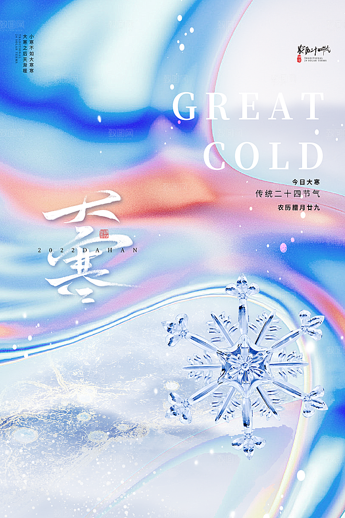 大寒节气简约大气海报