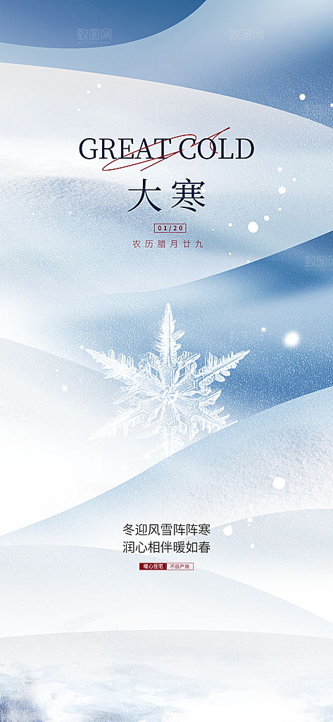 大寒节气简约大气海报