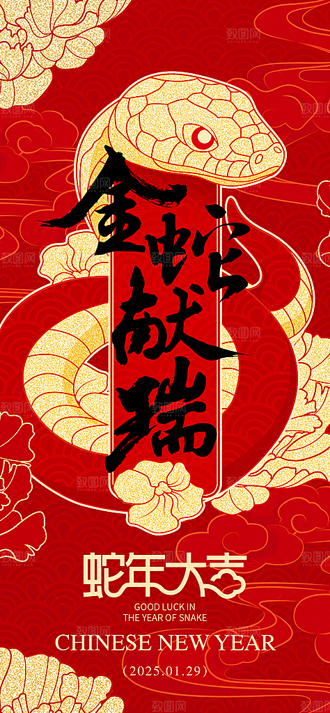 2025蛇年新年喜庆海报
