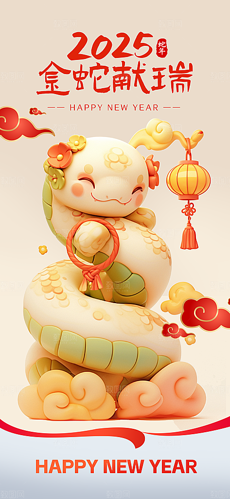 2025蛇年新年喜庆海报